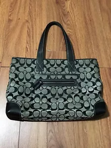 Bolso de hombro Coach marrón oscuro/negro de cuero de lona, bolso 13x9x2" No. M1J-6082 - Imagen 1 de 4