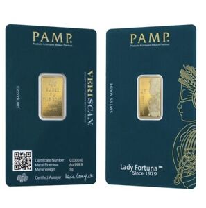 5 Gram Gold Bar PAMP 45th Anniversary 24k Fine Gold 5g