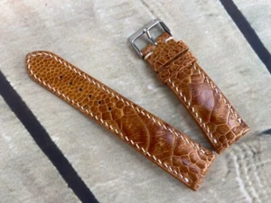 Brown Ostrich Leg Watch Strap, Men's Leather Watch Band 14 16 18 22mm - Picture 1 of 7