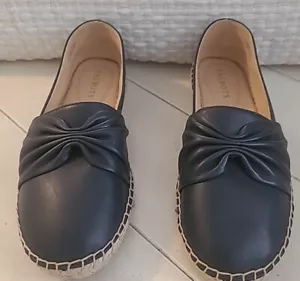 Talbots Izzy Knot Navy Blue Leather Espadrilles Flat Loafers Womens Size 7.5M - Picture 1 of 9