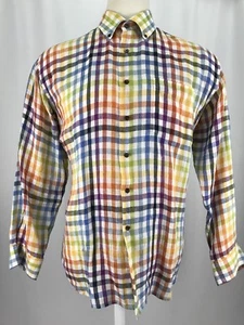Orvis Signature Collection L/S Button Up Multicolored Plaid Linen Shirt Sz Large - Picture 1 of 6