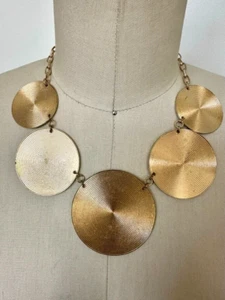 VINTAGE ROBERT ROSE gold tone large retro statement disc necklace - Picture 1 of 6