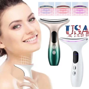 Neck Face Beauty Device LED Photon Therapy Reduce Double Chin Anti Wrinkle - Picture 1 of 15