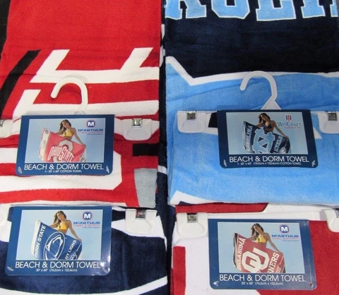 NCAA Beach Towel 100% Cotton 30" by 60" by WinCraft -Select- Team Below Cover