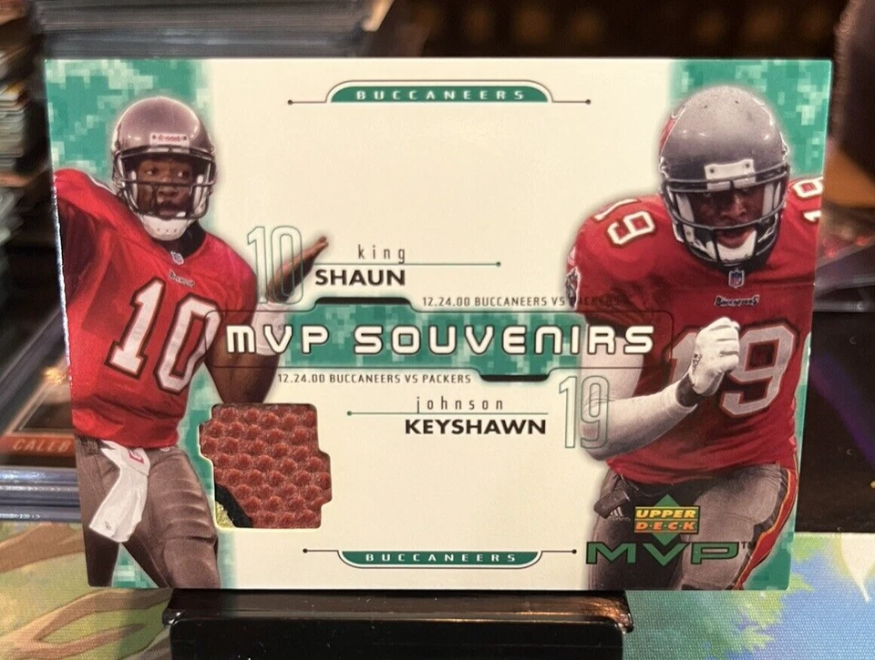 2001 Shaun King Keyshawn Johnson Upper Deck MVP Souvenirs Ball Card #TB Bucs - Image 1 of 2