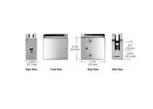 CRL Polished Stainless Square Flat Base Stainless Clamp for 3/8" Glass Z910PS - Picture 1 of 1