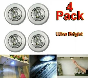 π₯4x Ultra Bright LED Push Night Light Under Cupboard Cabinet Stairs Shelf Stick - Picture 1 of 10