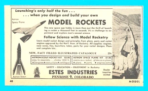 1962 Estes Industries Modell Raketen Druck Werbung Spielzeug Ephemera Raumschiff - Bild 1 von 3