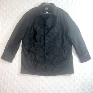 GAP Lederjacke Herren XL schwarz Full Zip Steppfutter Vintage 90s Y2K schwer - Bild 1 von 11