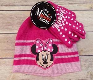 Disney Minnie Mouse Rocks the Dots Sombrero y Guantes Set Rosa NUEVO - Imagen 1 de 5