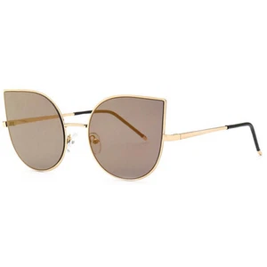 86001 C3 MODA GAFAS DE SOL METAL MARCO DORADO LENTE ESPEJO MARRÓN - Imagen 1 de 4