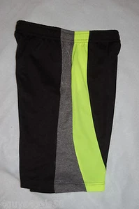 Boys BLACK ATHLETIC SHORTS w/ NEON YELLOW & GRAY SIDE ACCENTS 2 Pockets M 8-10 - Picture 1 of 1