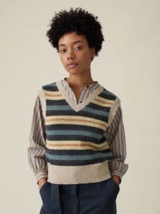TOAST Striped Wool Cotton Knitted Tank - Size XL - RRP £155 - Picture 1 of 19