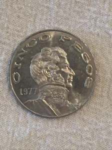 MEXICO CINCO PESOS COIN. Collectible, uncirculated, Coin Collection, Antique - Picture 1 of 4