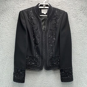 John Meyer Of Norwich Blazer Damen 10 schwarz Perlen bestickt Schößchen Kreuzfahrt - Bild 1 von 16