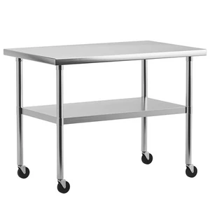 Edelstahl Arbeitstisch 30" x 18" mit Untergestell & Rollen, [NSF Ce... - Bild 1 von 6