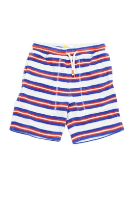 Boden девочек эластичный пояс махровые полоски шорты белый синий хлопок размер 7 - Изображение 1 из 4