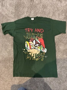 Vintage 90s Taz T Shirt Size XL Christmas Single Stitch Looney Tunes Jingle This - Bild 1 von 5