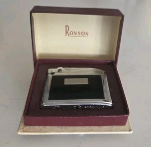Vintage Working Ronson ADONIS Enamel, Silver Tone Lighter Original Box + Papers - Picture 1 of 8