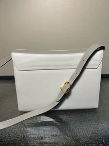 Authentic Salvatore Ferragamo White Leather Hand Bag With Gold Hardware - Picture 1 of 6
