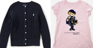 NWT, Girls Polo Ralph Lauren SET of 2. Cardigan + Polo Bear Tee. L(12-14) Eu 150 - Picture 1 of 3