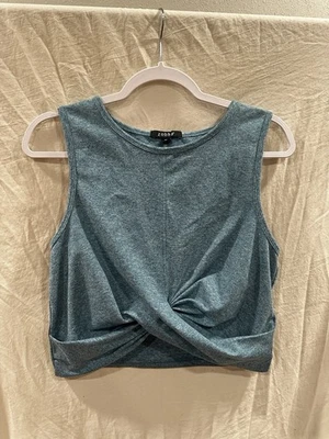 Camiseta sin mangas Zobha XL recortada azul verdoso cuello redondo para mujer, sin mangas Foto 1 de 3