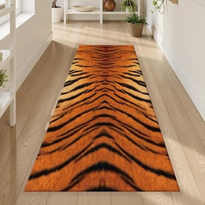 Tiger Print Rug Runner Non-Slip, 2'x3' Leopard Cheetah Zebra Animal Print Was... - Picture 1 of 7