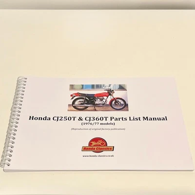 Honda CJ250T CJ360T Factory Parts List Manual Book, Reproduction. HPL032 - Image 1 of 4