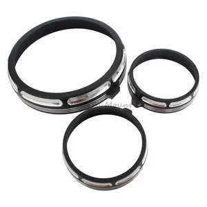 Black 7" Headlight & 4.5" Passing Fog Light Trim Ring For Harley Road King 97-22 - Picture 1 of 20