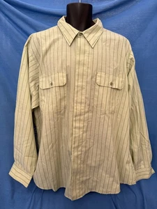 Vintage Green Striped Long Sleeve Work Shirt XXL Lion Uniform Button Down 50/50 - Picture 1 of 7