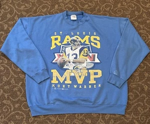 Men’s Vintage St. Louis Rams Sweatshirt Size XL 2000 Super Bowl Kurt Warner MVP - Picture 1 of 8
