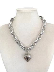 Damenkette Statement Modeschmuck Halskette Gliederkette Collier Modekette Herz - Bild 1 von 7