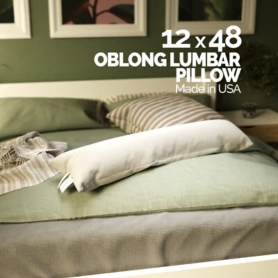 12 x 48" Lumbar Pillow Inserts Forms Down Alternative Boudoir Pillows USA Made - Image 1 of 4