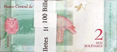 Venezuele 2 Bolivares  2018 Prefix Z Replacement 100 pcs Bundle UNC - Image 1 of 2