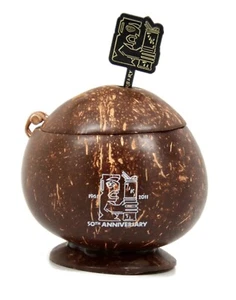 1961-2011 TIKI TI 50th Anniversary Coconut Tiki Mug with Tiki-Ti Swizzle Stick - Picture 1 of 17