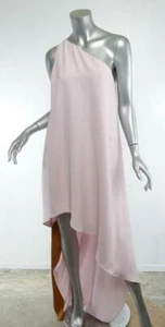 NARCISO RODRIGUEZ Womens Pink Caramel One-Shoulder Asymmetrical Flowy Dress L - Picture 1 of 5
