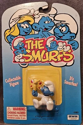 SELLADO De Colección Los Pitufos Bebé Pitufo con Figura Mariposa Schleich Irwin Peyo 1995 Foto 1 de 2