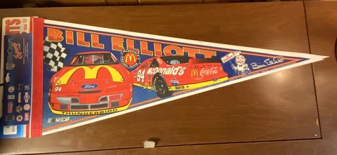 1995 Nascar Bill Elliott #94 Ford Thunderbird McDonalds Collectible Pennant, New Cover