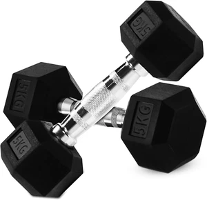 Hex Dumbbell Set, 1-20Kg Rubber Encased Hex Dumbbell Cast Iron Exercise & Fitnes - Picture 1 of 7