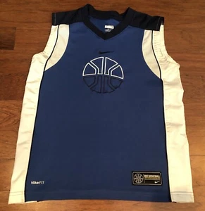 Boys Nike Black Blue White Tank Top Tshirt 8 Dry Fit Swish Basketball 🏀 - Picture 1 of 6