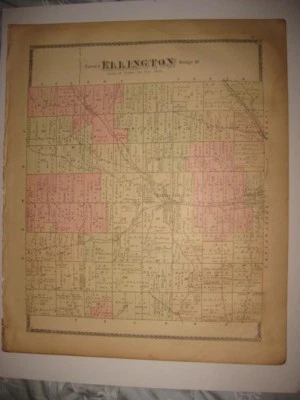 ANTIQUE 1881 ELLINGTON POLAND CLEAR CREEK CHAUTAUQUA COUNTY NEW YORK HANDCLR MAP - Image 1 of 2