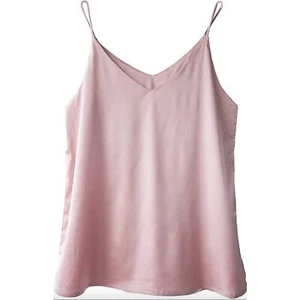 NWT Womens Pink Silk Satin Cami Plain Strappy Blouse Spaghetti Strap Top - Picture 1 of 5