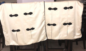 EUC-HTF-RARE-Sold Out-25”x 25” Croscill Pillowcases Shams Cream Satin Black Ties