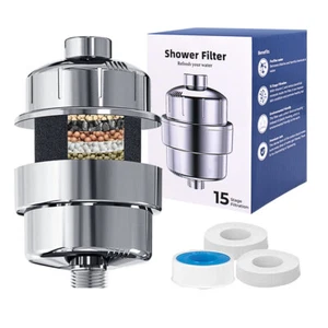 15 Stages Shower Head Water Filter Bath Hard Water Softener Chlorine Purifier - Picture 1 of 8