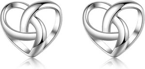 925 Sterling Silver Heart Celtic Knot Earrings - Hypoallergenic & Delicate Jewel