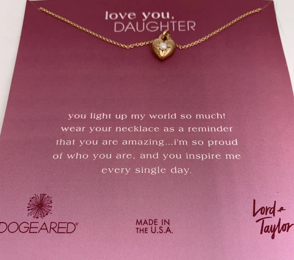 $68 DOGGEARED  love you daughter heart  rose gold14k gold DIPPED 18” Necklace G7 - Image 1 of 4