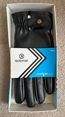 ¡Nuevo en caja! Guantes Isotoner Hombre Negros Smartouch Tech, Cuero Sintético, Grandes Foto 1 de 2