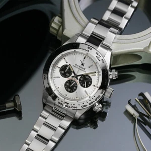 OceanX Speed Racer II Men's Watch 41.5mm WR 200m Bezel Steel Dial Silver SRS242 - Picture 1 of 5