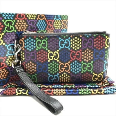 Gucci GG Psychedelic Colorful Multicolor GG Icon Pouch Small Bag Black Strap - Image 1 of 4