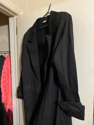 Gabardina negra de colección años 90 Frederick's of Hollywood para mujer con cordones matriz arrastre L Foto 1 de 4